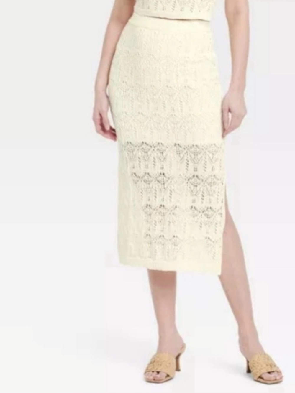 A New Day Crochet Midi Skirt in Cream Size Small NWT